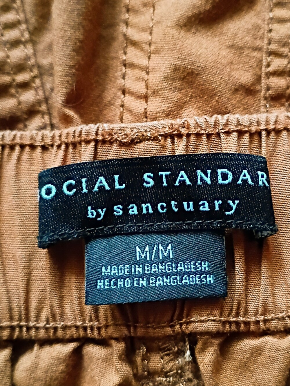 SOCIAL STANDARD by Sanctuary Shorts Dark Tan Roll Tab Hem Button Stretch MEDIUM - Picture 4 of 5